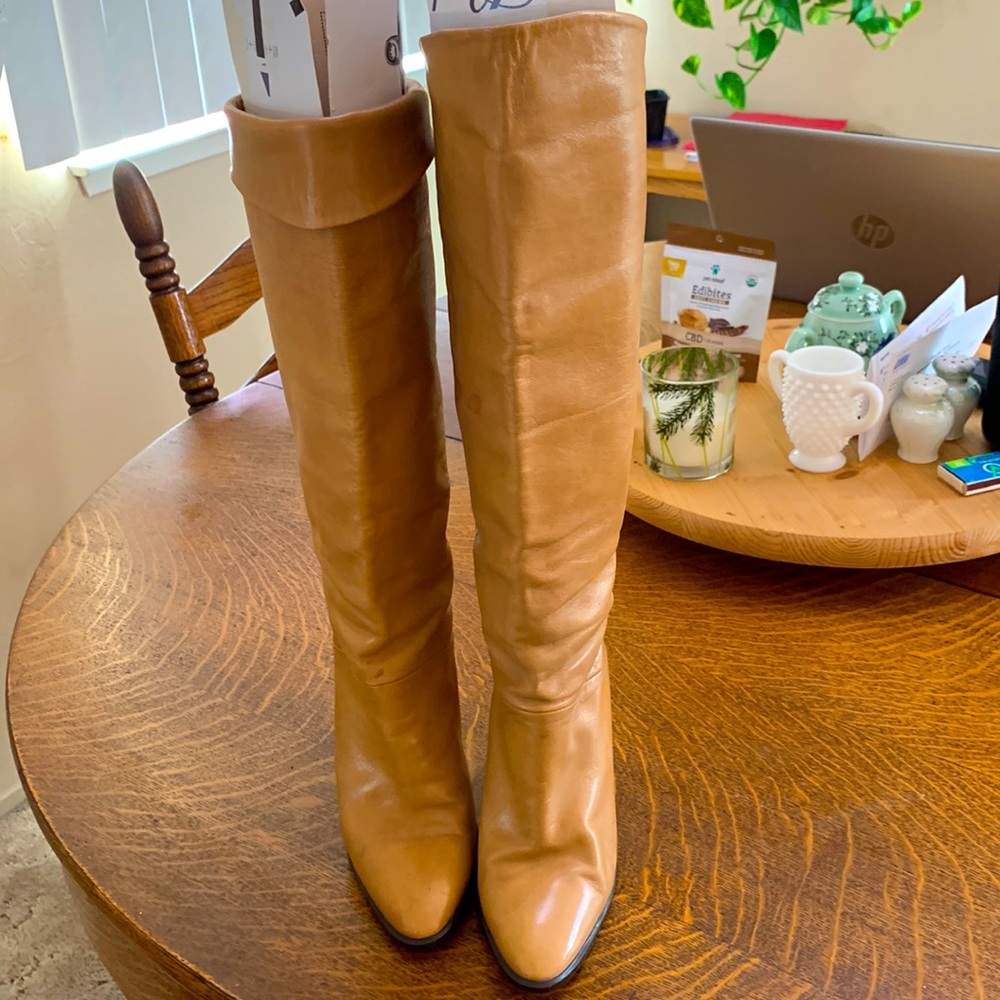 Camel color leather boots